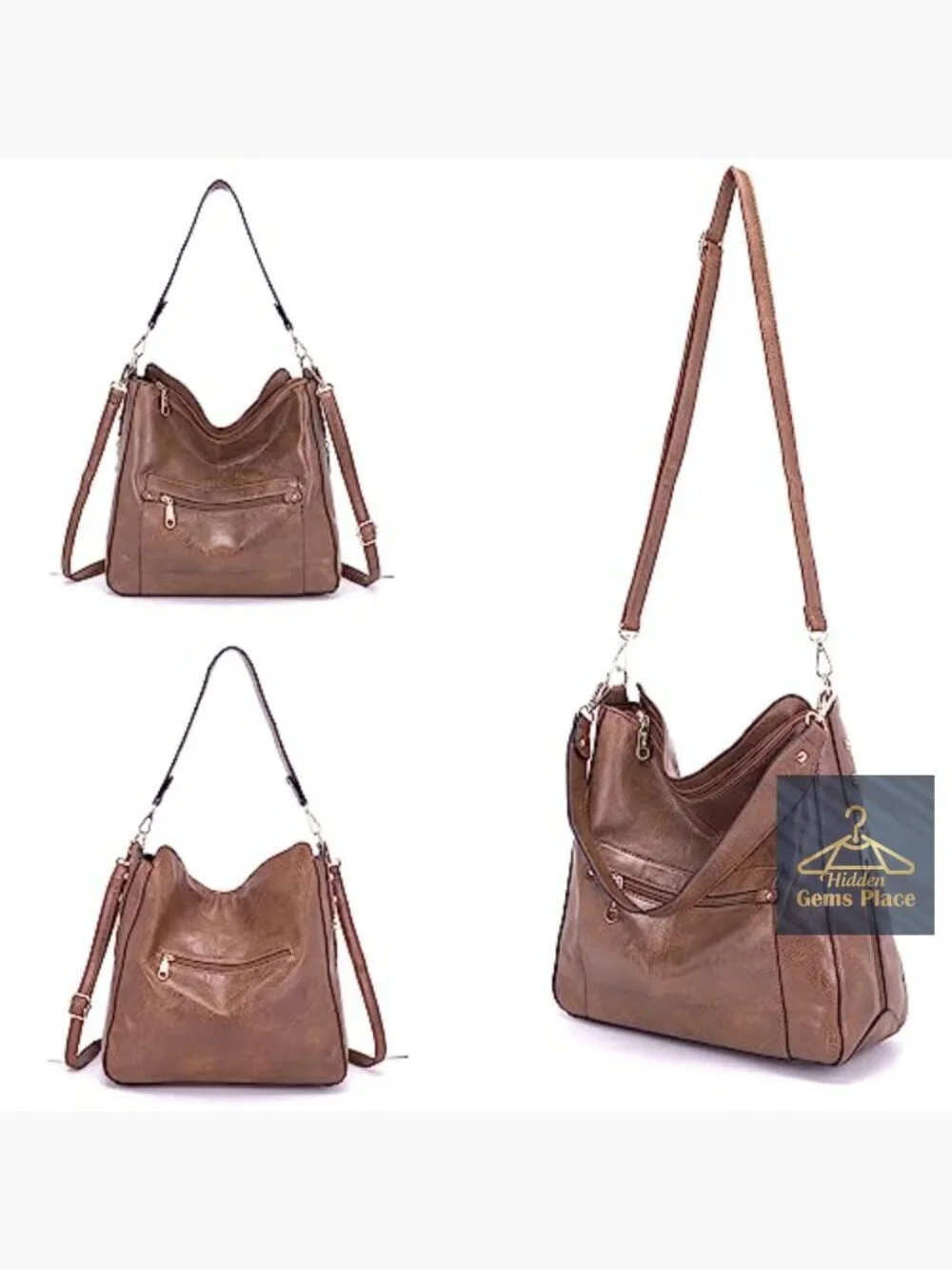 Large Crossbody Purse Set for Women, 4-Piece Hobo Tote with Matching Wallet